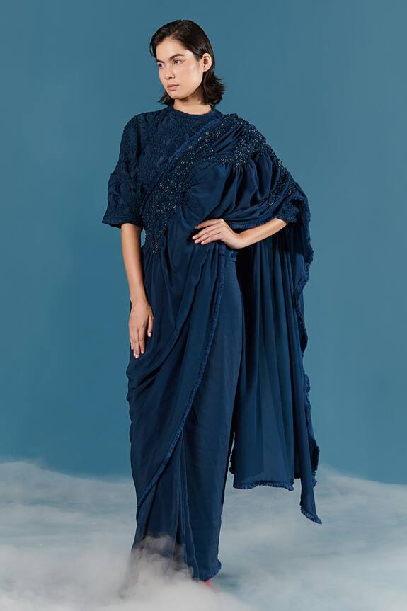 Ilk Smocked Pre-Draped Saree