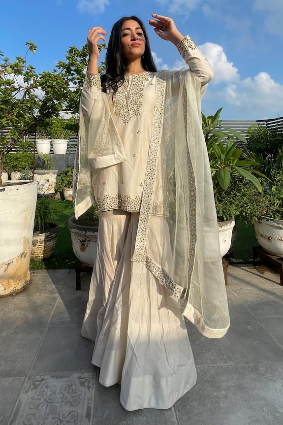 Neha Khullar Chanderi Silk Kurta Gharara Set