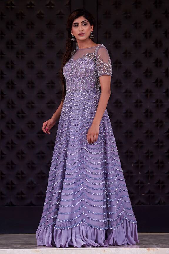 Irrau by Samir Mantri Silk Embroidered Gown