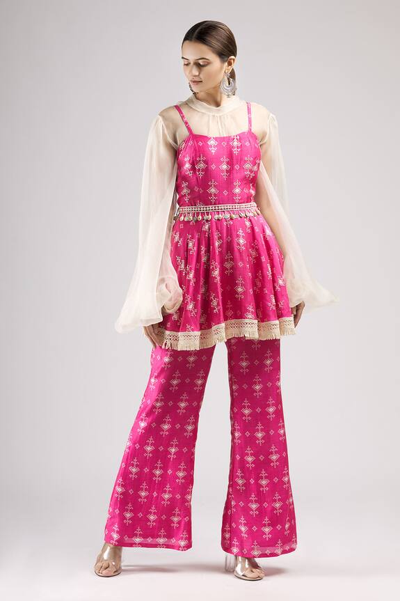 J by Jannat Organza Top & Printed Pant Set