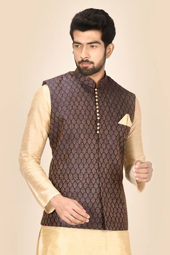 Aryavir Malhotra Silk Printed Bundi