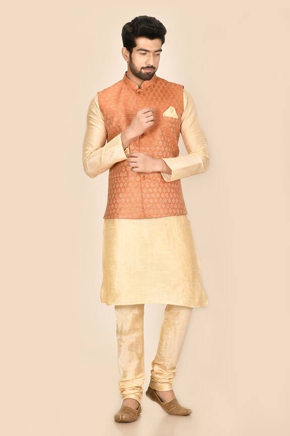 Aryavir Malhotra Silk Bundi & Kurta Set