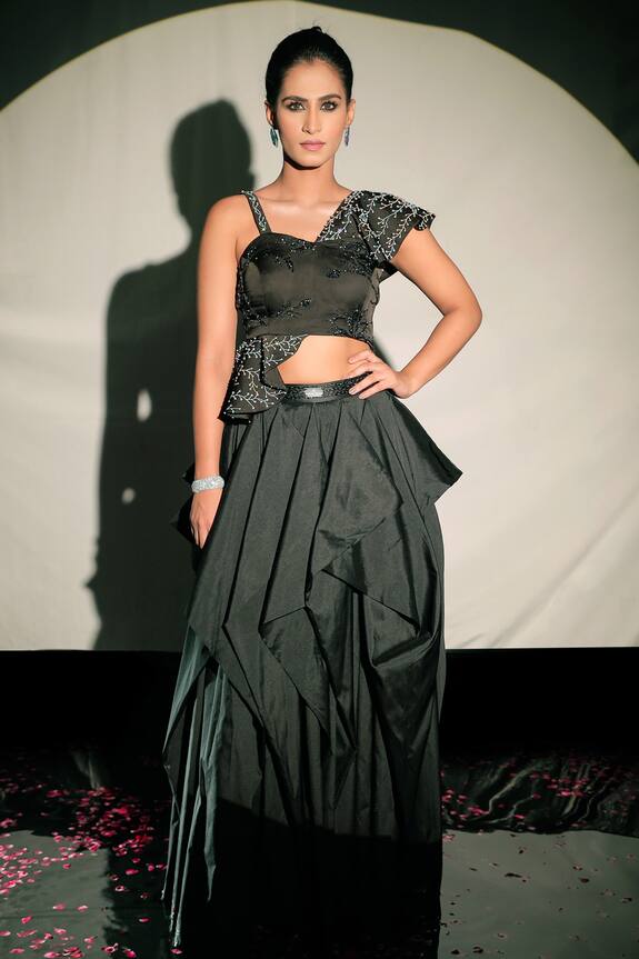 Jubinav Chadha Embellished Draped Skirt