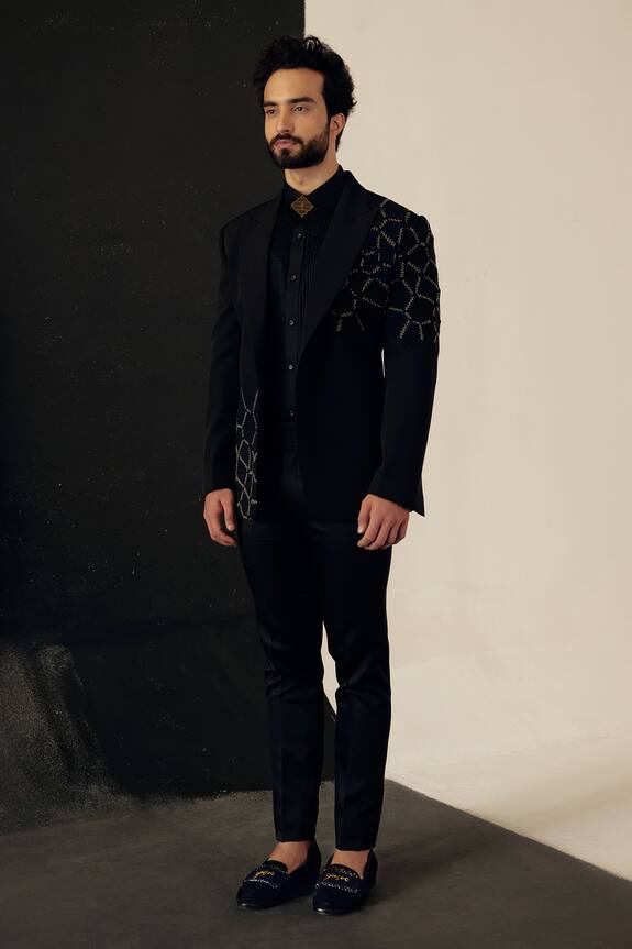 Jatin Malik Embroidered Tuxedo Pant Set