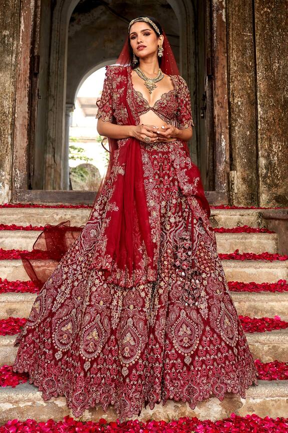 JAYANTI REDDY Rose Dori Embroidered Lehenga Set