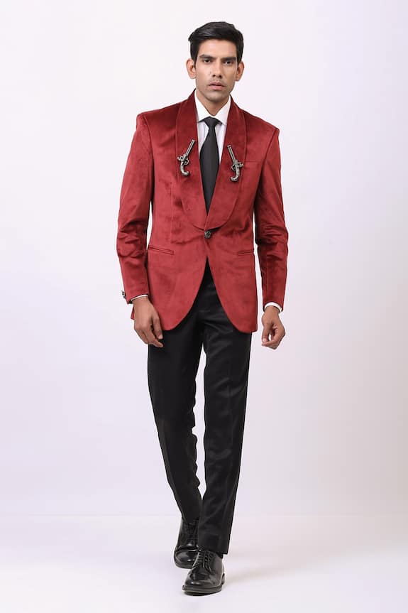 Cosa Nostraa Velvet Embellished Blazer