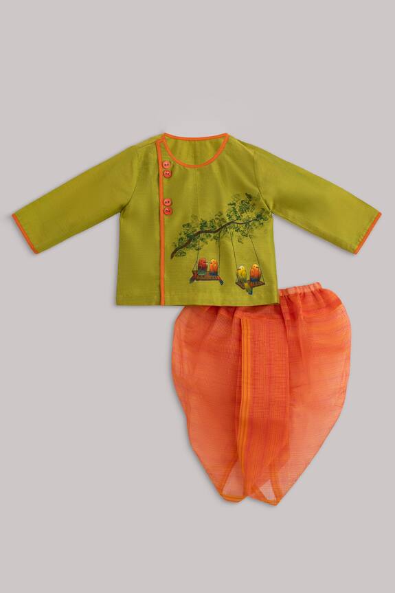 Minikin Hand Painted Angrakha & Dhoti Pant Set
