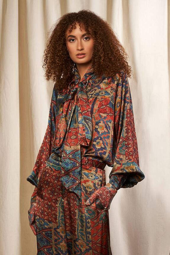 Nikita Mhaisalkar Satin Silk Printed Blouse