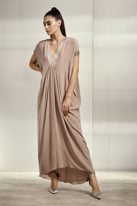 Rohit Gandhi + Rahul Khanna Embroidered Asymmetric Kaftan