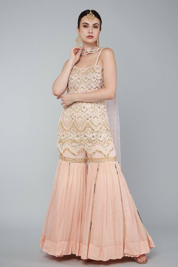 Keith Gomes Embroidered Tunic Gharara Set