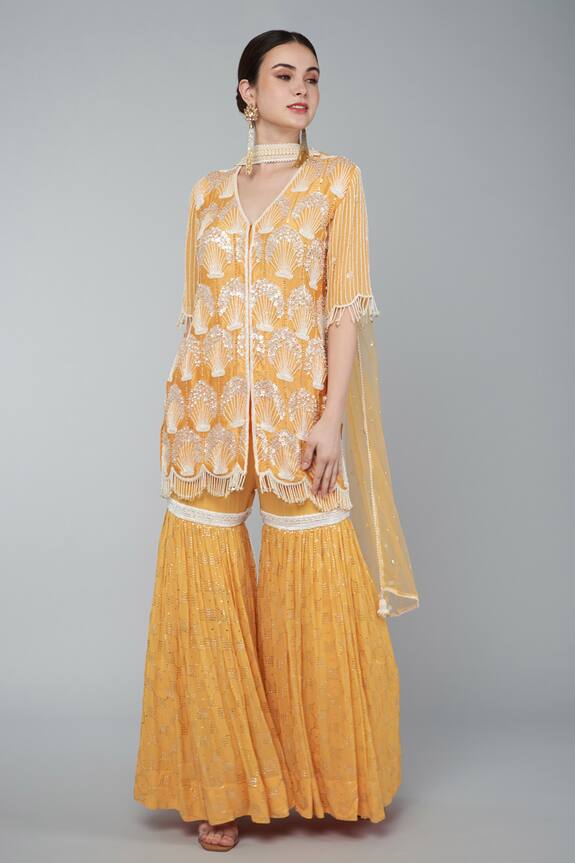 Keith Gomes Embroidered Tunic Gharara Set