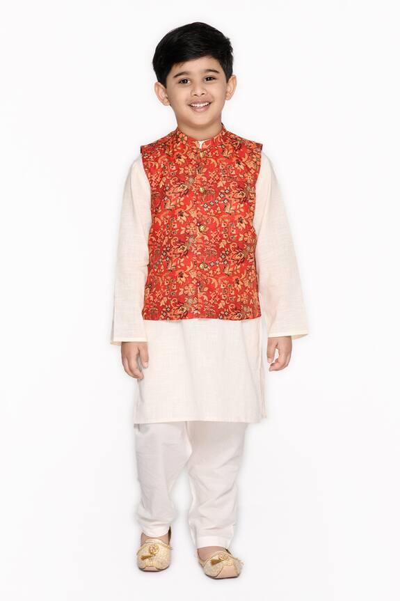 Saka Designs Printed Bundi Kurta Set