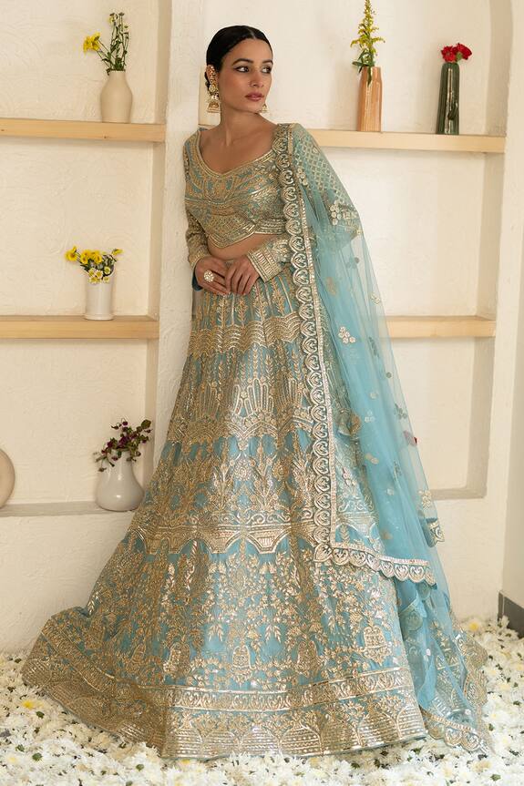 Studio Iris India Organza Embroidered Lehenga Set
