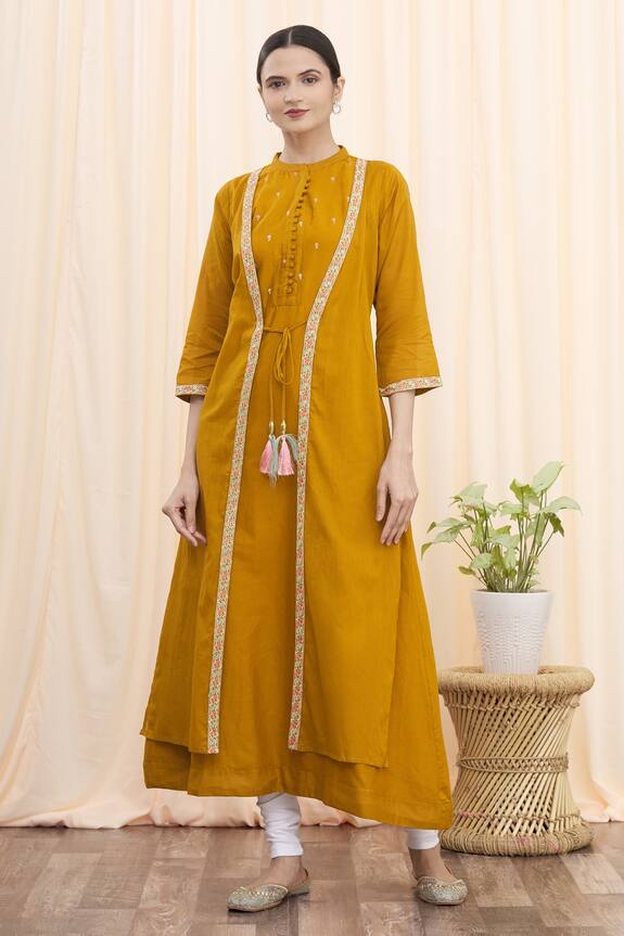 Aryavir Malhotra Embroidered Front Tie-Up Tunic