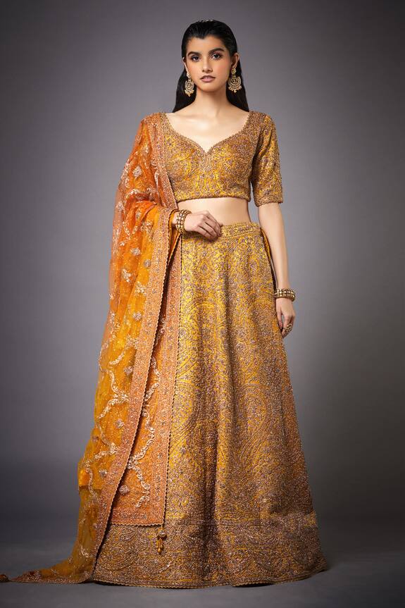 RI.Ritu Kumar Silk Brocade Jamawar Lehenga Set
