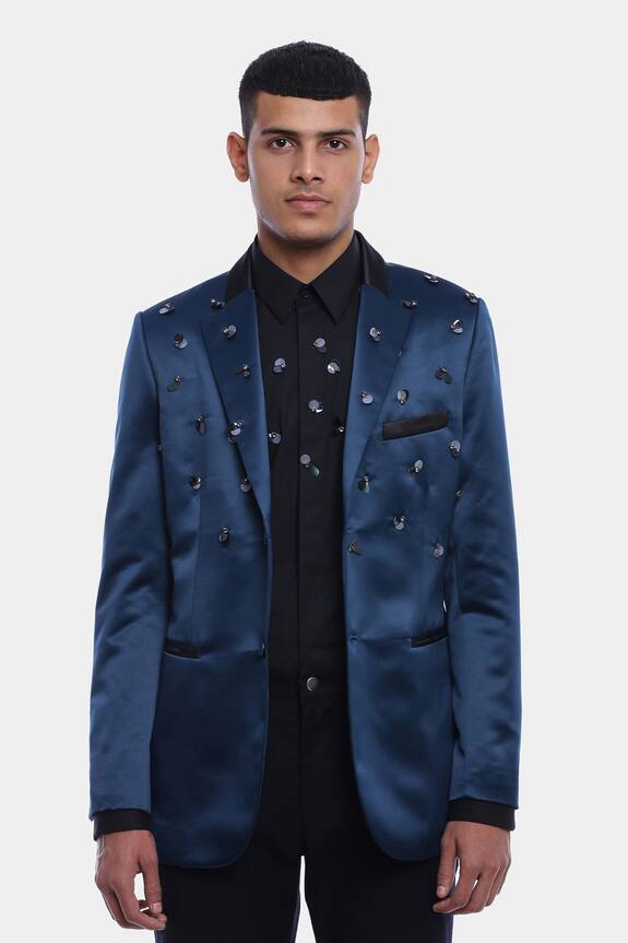 Genes Lecoanet Hemant Hans Satin Embellished Blazer
