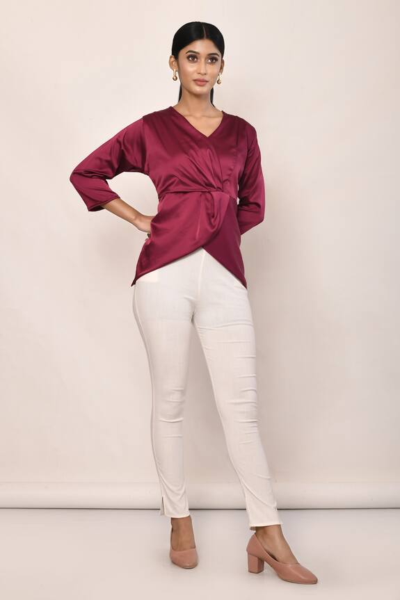 Naintara Bajaj Satin V Neck Top