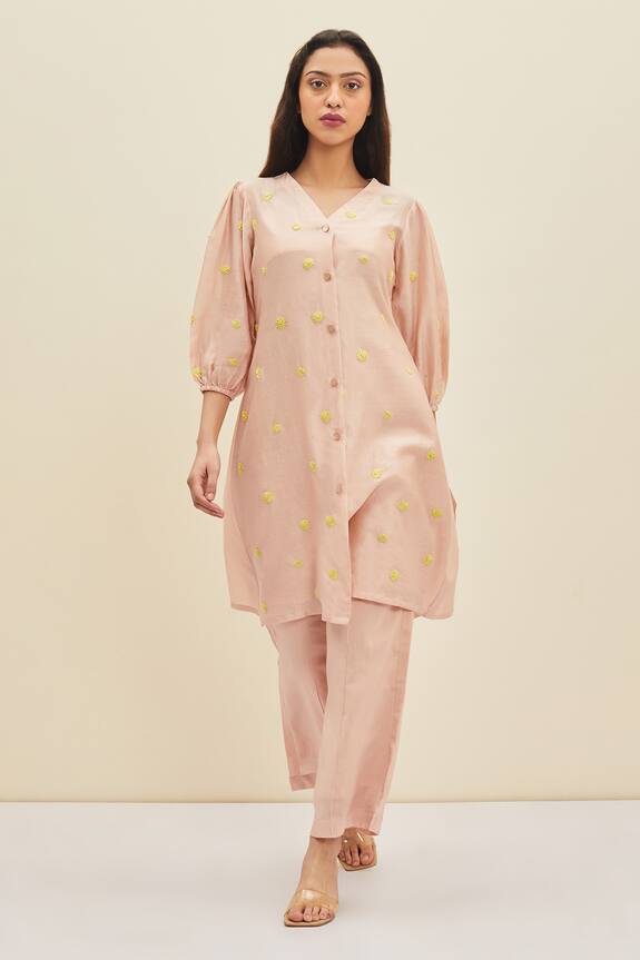 Meadow Mistflower Embroidered Tunic & Pant Set