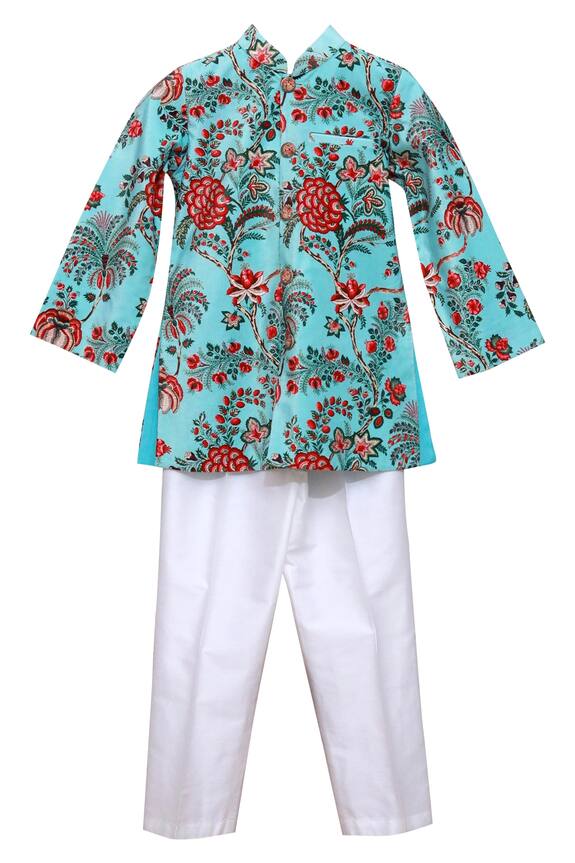 Minime Organics Floral Print Sherwani Set