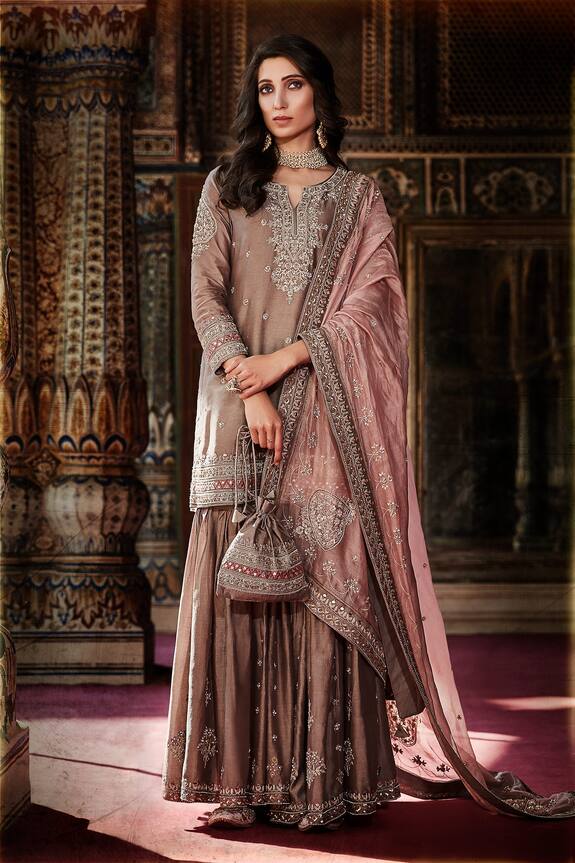 Matsya Chanderi Silk Kurta Sharara Set