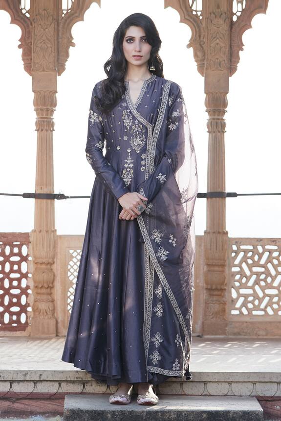 Matsya Chanderi Silk Anarkali Set