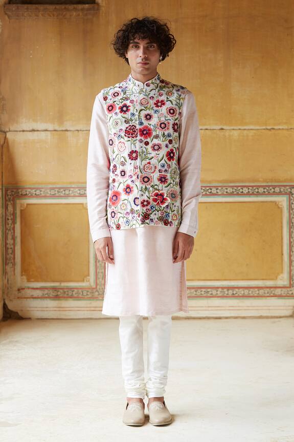Rahul Mishra Embroidered Bundi & Kurta Set