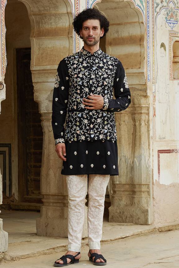 Rahul Mishra Wool Silk Bundi & Kurta Set