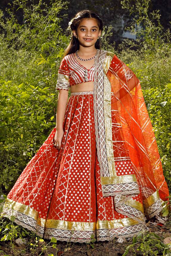 Nitya Bajaj Cotton Chanderi Lehenga Set