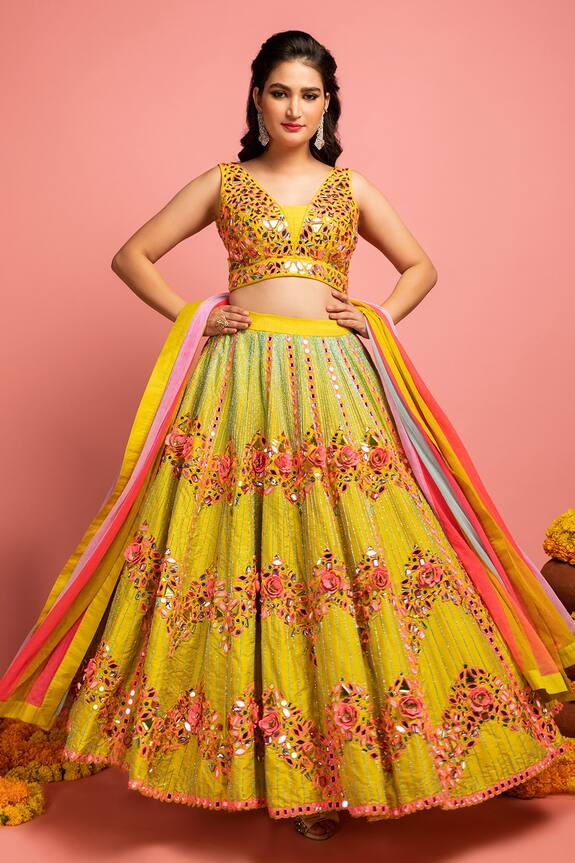 Nitara Dhanraj Label Mirror Work Lehenga Set