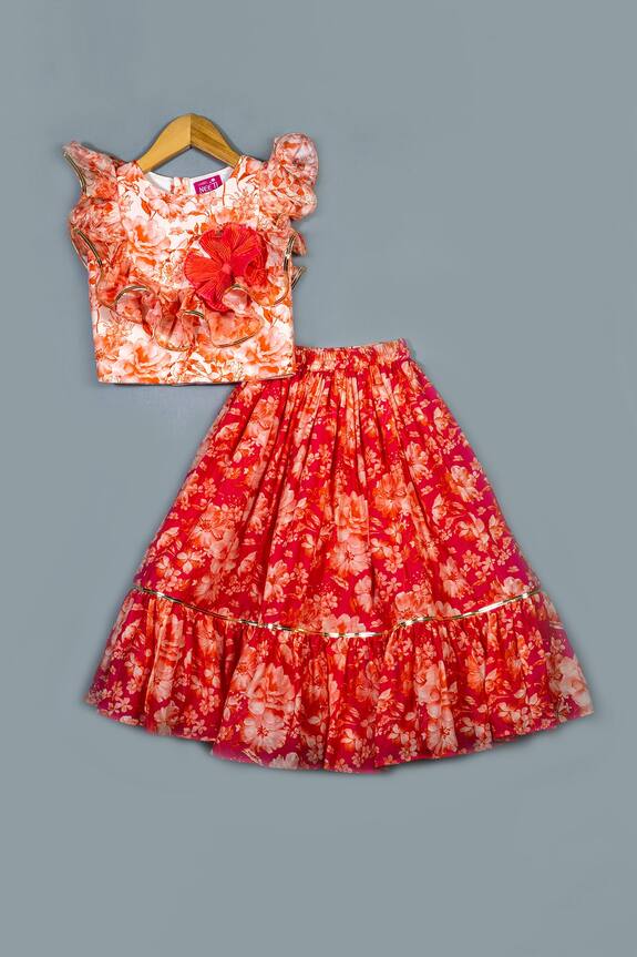 Label Neeti Floral Pattern Top & Skirt Set