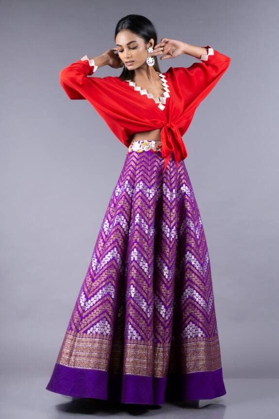 Nupur Kanoi Banarasi Lehenga & Knotted Kimono Set
