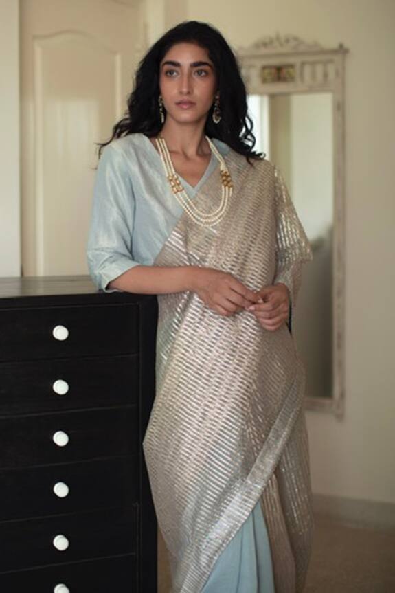 Shorshe Clothing Handwoven Tissue Saree Blouse