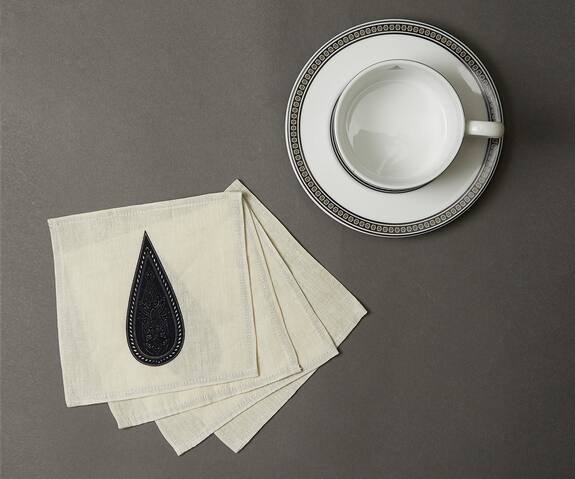 Ritu Kumar Cotton Linen Floral Napkin (Set of 4)
