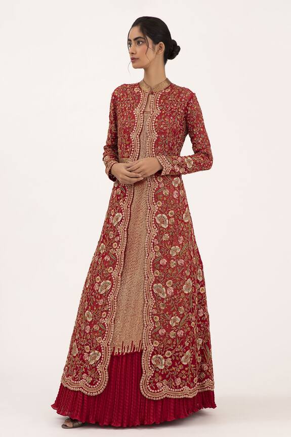 Nakul Sen Chiffon Embroidered Jacket Lehenga Set