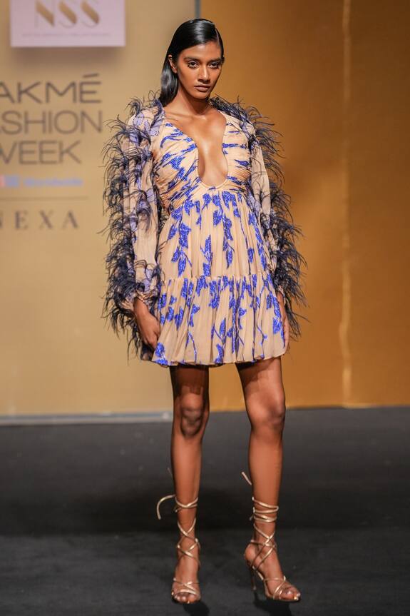 Not So Serious By Pallavi Mohan Merlot Jacquard Tiered Dress