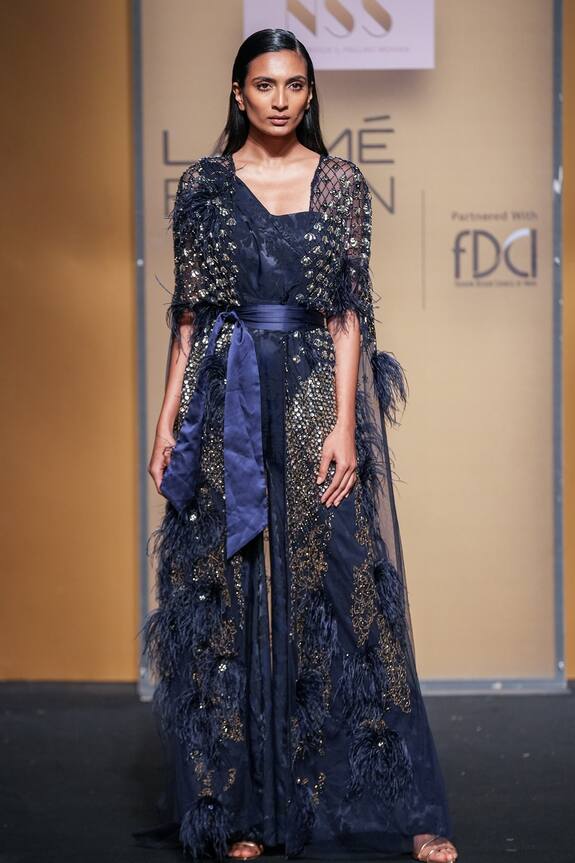 Not So Serious By Pallavi Mohan Midnight Jumpsuit With Embellished Cape