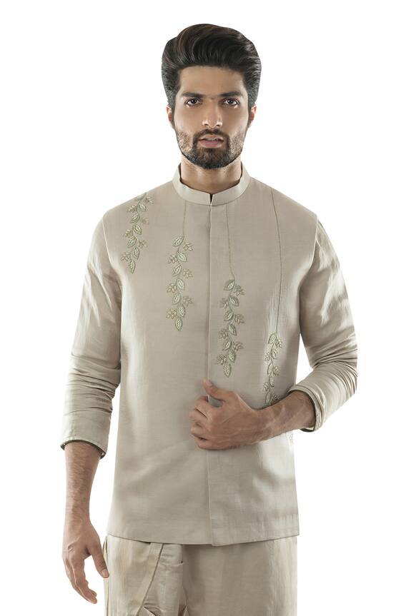 Paarsh Embroidered Linen Satin Bundi