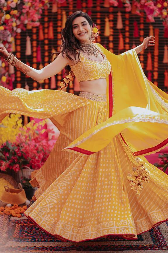 Punit Balana Chanderi Silk Bandhani Print Lehenga Set