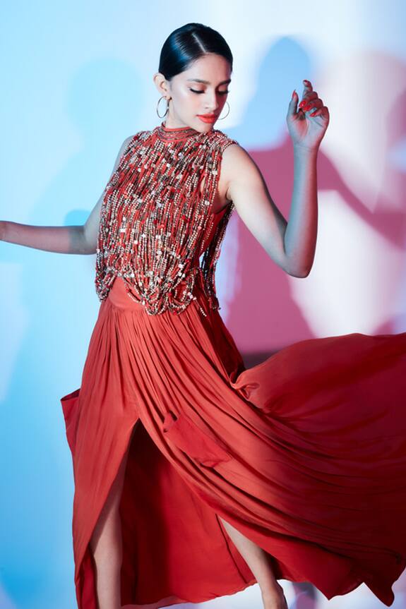 Nirmooha Embroidered Tassel Crop Top