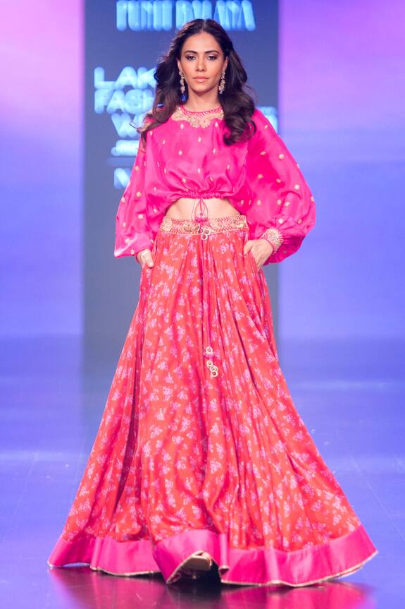 Punit Balana Gulaabi Gulaal Embroidered Top & Skirt Set