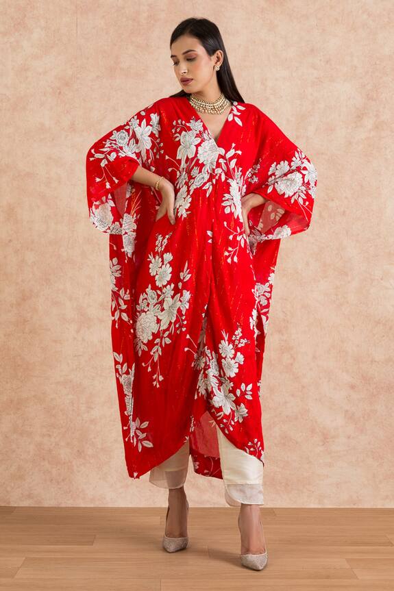 Palak & Mehak Floral Print Kaftan & Tulip Pant Set