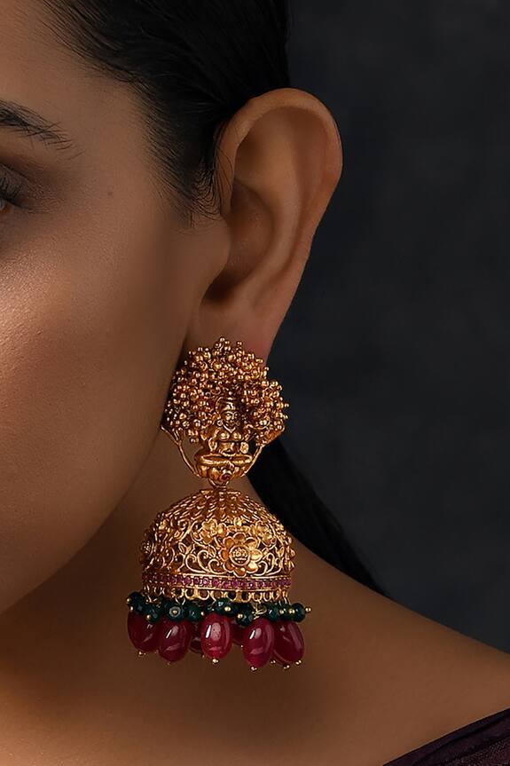 Paisley Pop Temple Bead Jhumkas