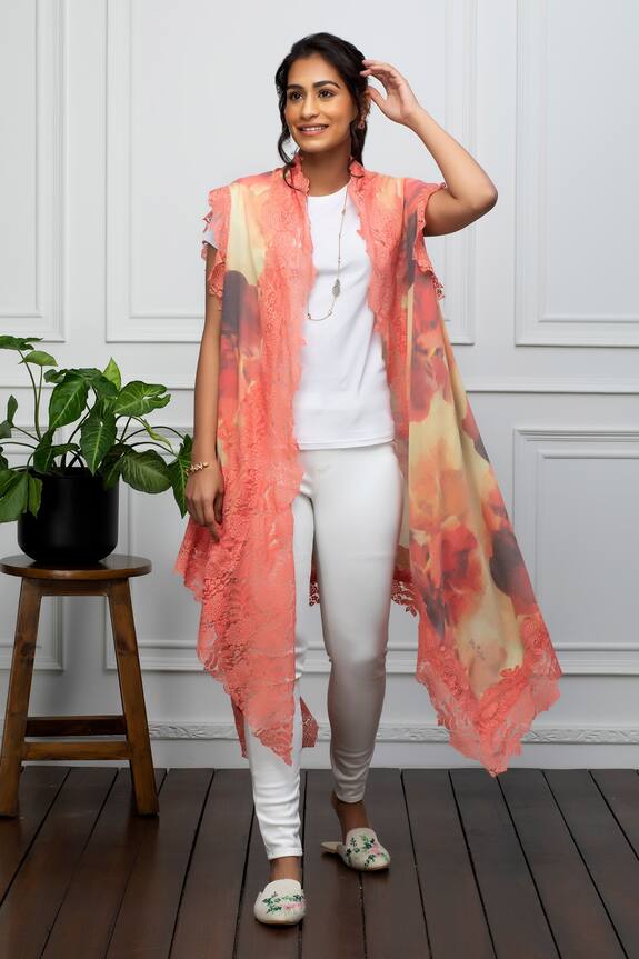 Rhe-Ana Printed Open Front Cape