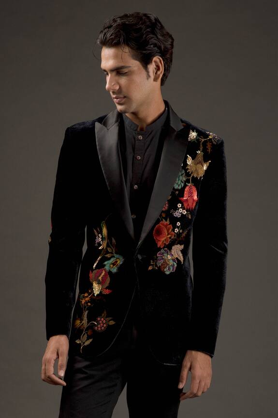Rohit Bal Silk Velvet Resham Embroidered Tuxedo