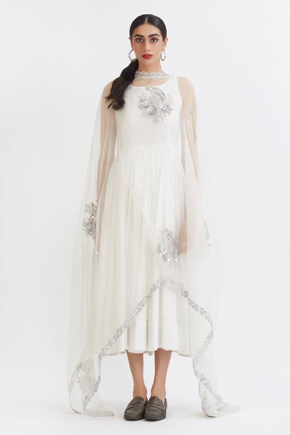 Peeli Dori Anarkali With Embroidered Dupatta