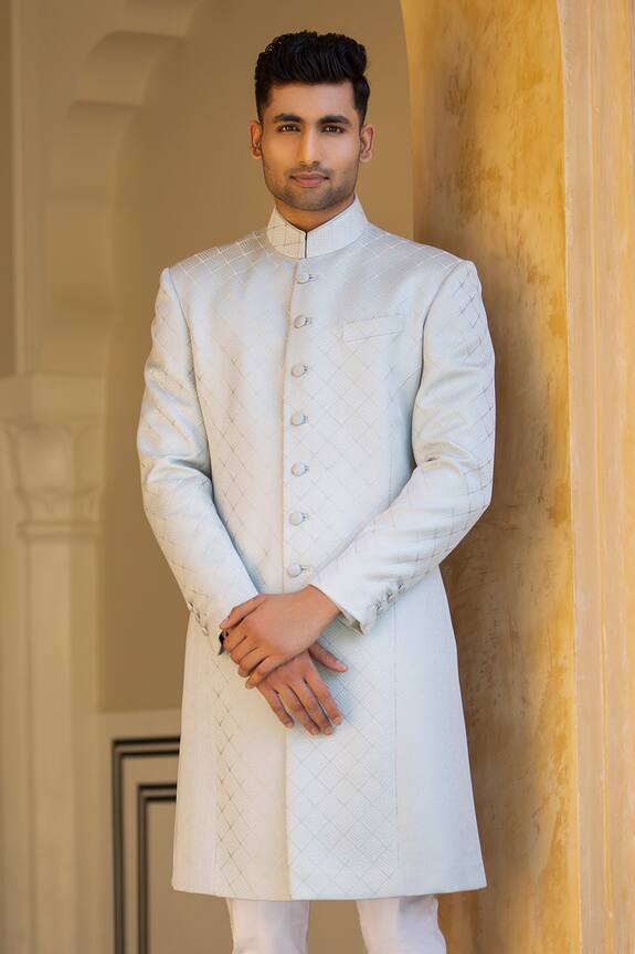 Rohit Kamra Jaipur Jacquard Checkered Sherwani