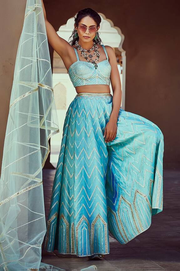 Rajat K Tangri Chanderi Bustier Palazzo Set