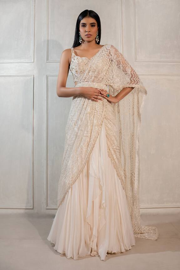 Ritika Mirchandani Embroidered Pre-Draped Lehenga Saree With Blouse