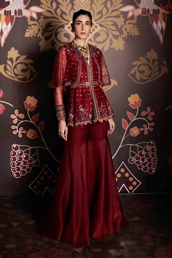 Ridhi Mehra Embroidered Peplum Kurta & Sharara Set