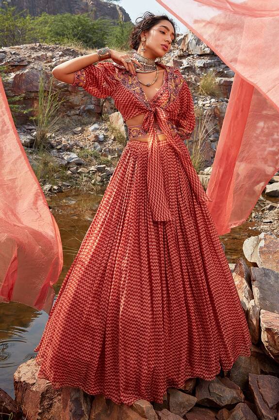 Awigna Organza Lehenga Set With Shrug